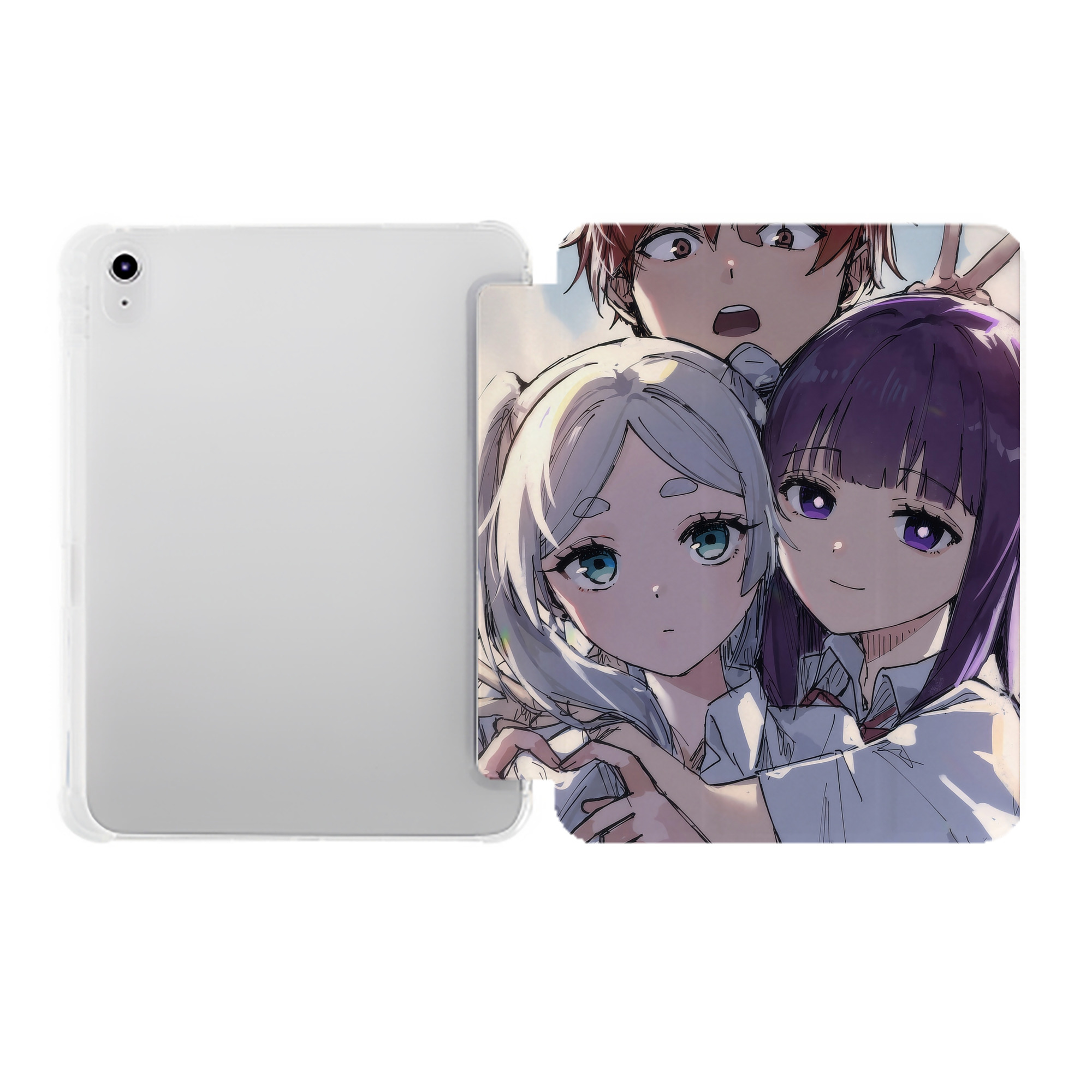 （画像用） 葬送のフリーレン Frieren IPad ケース ペン収納付き 三つ折りスタンド PUレザー×シリコン 対応機種9.5/10.5/10.9インチ